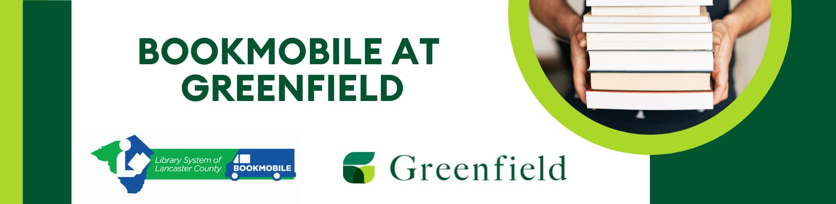 Web header image. Person holding a stack of books. 