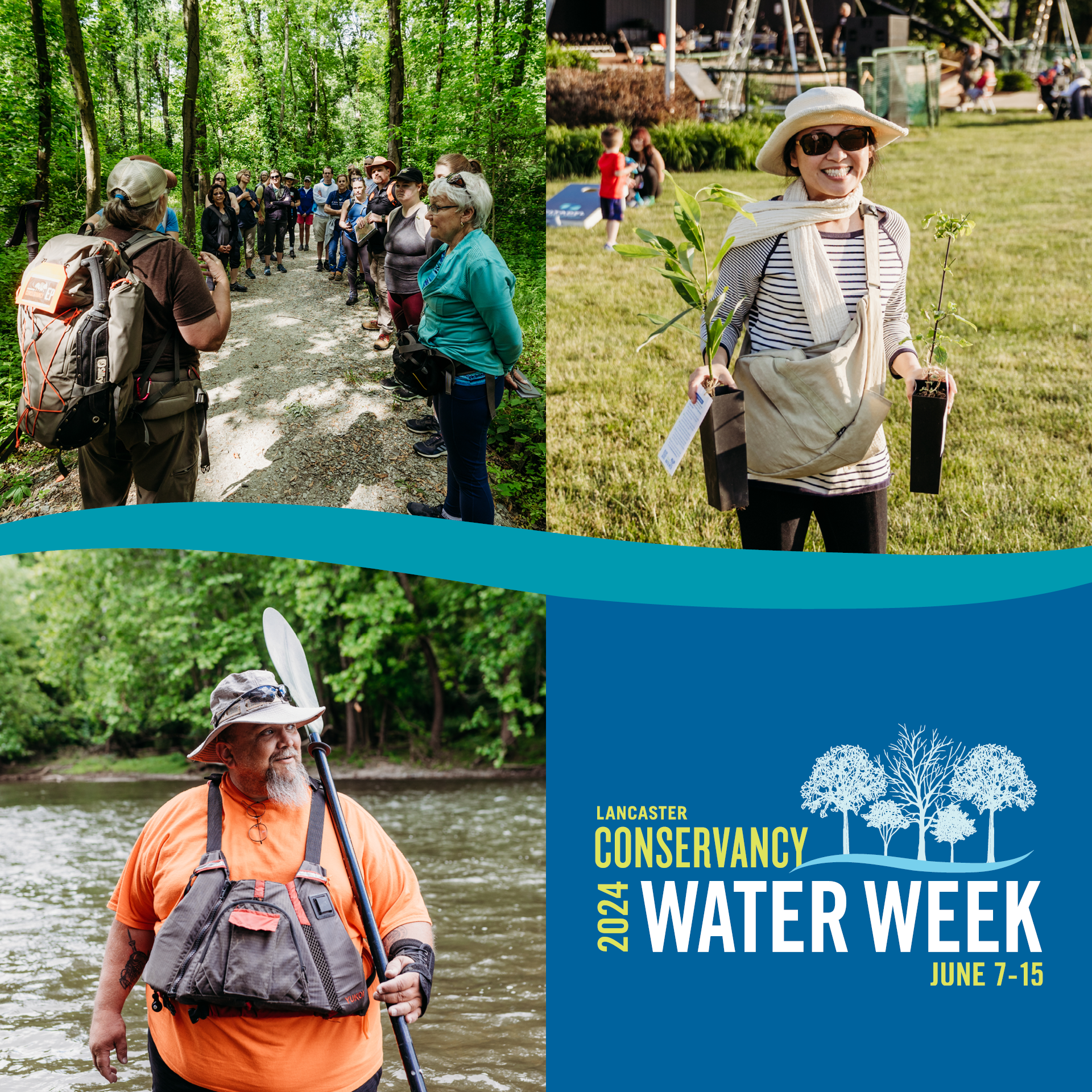 Square social graphic with photos of various water week related activities 