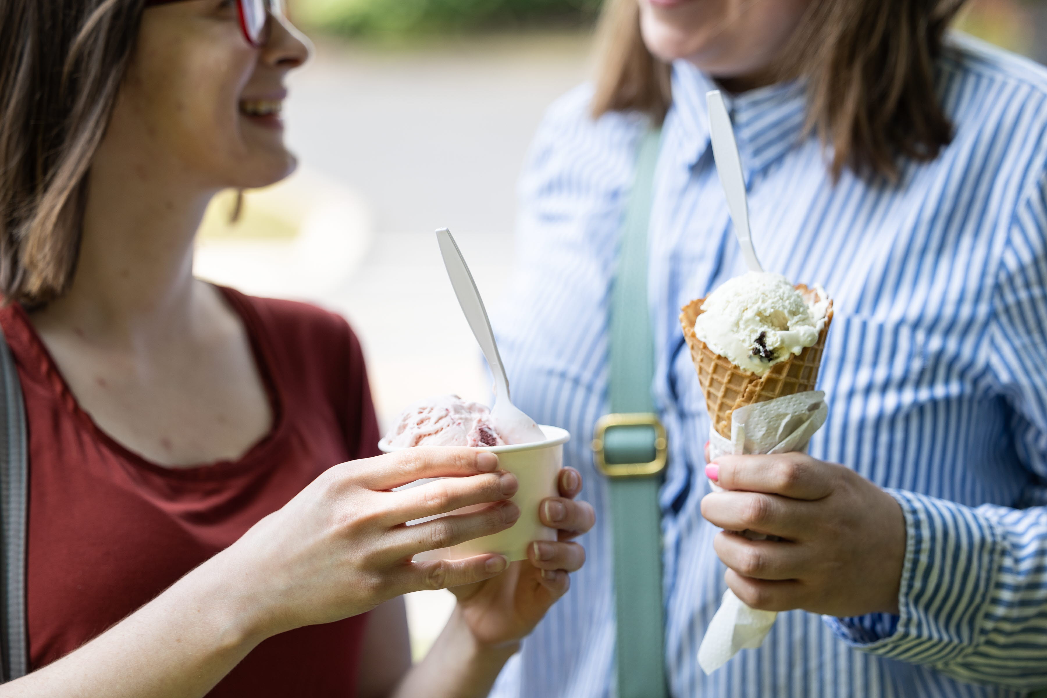Two women enjoying ice cream 