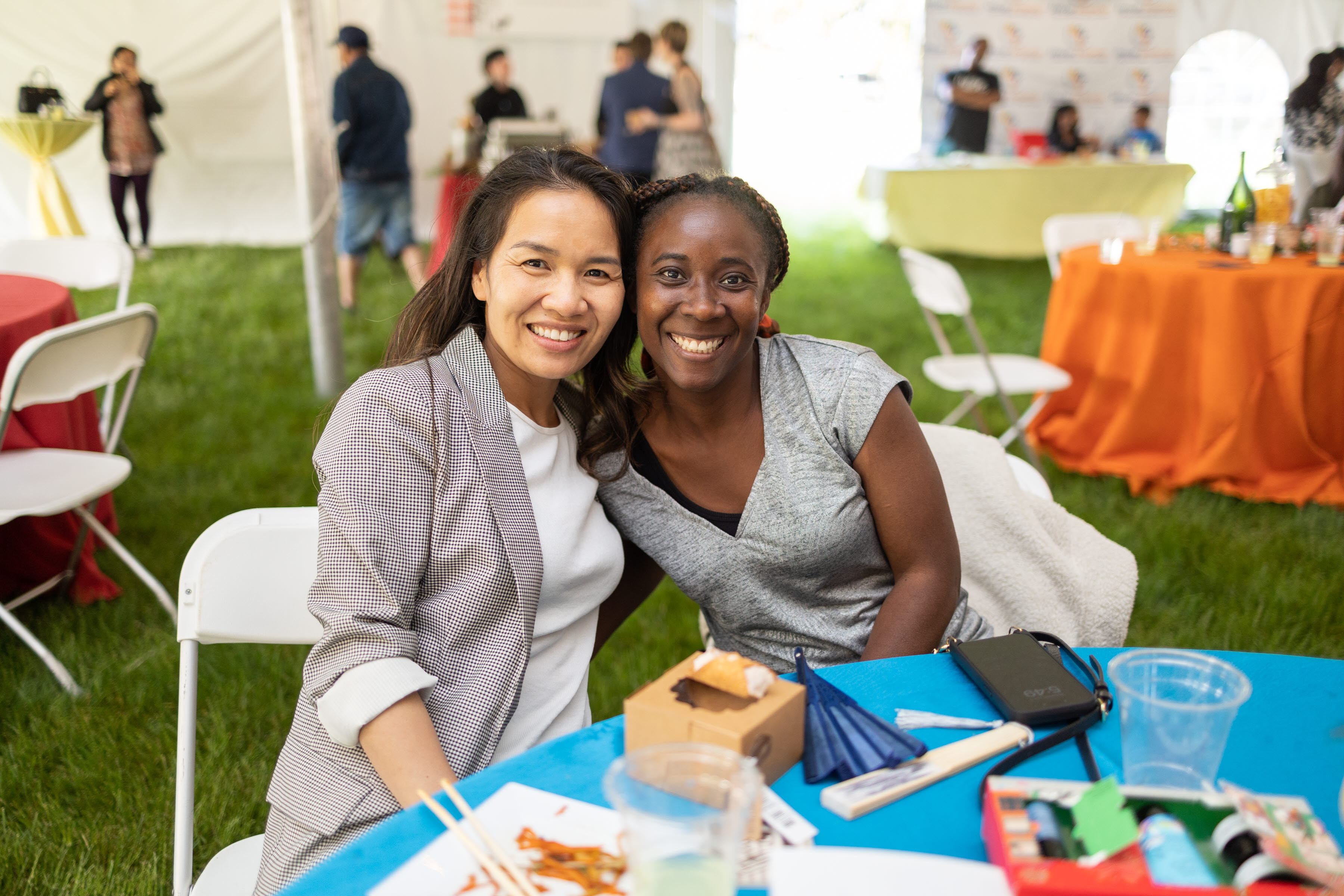 Two women smiling 