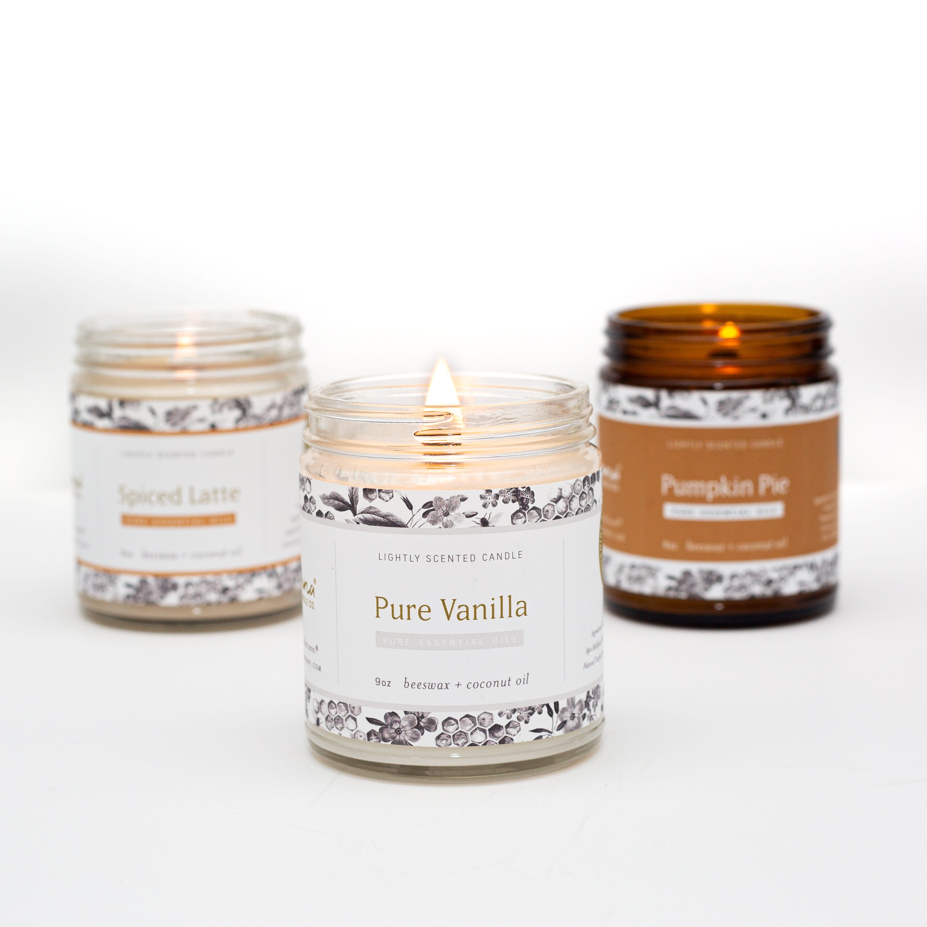 Three small candles in jars 